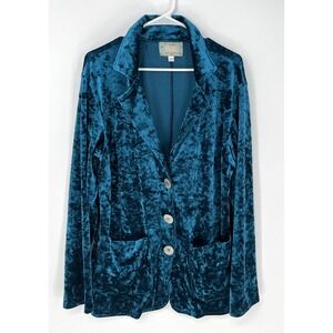 Silverado Teal Crushed Velvet Blazer XL Western Concho Buttons Bonus Necklace